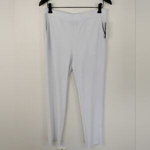 Clara SunWoo Pull On Pants Large White Tapered Polyester Blend USA Classic